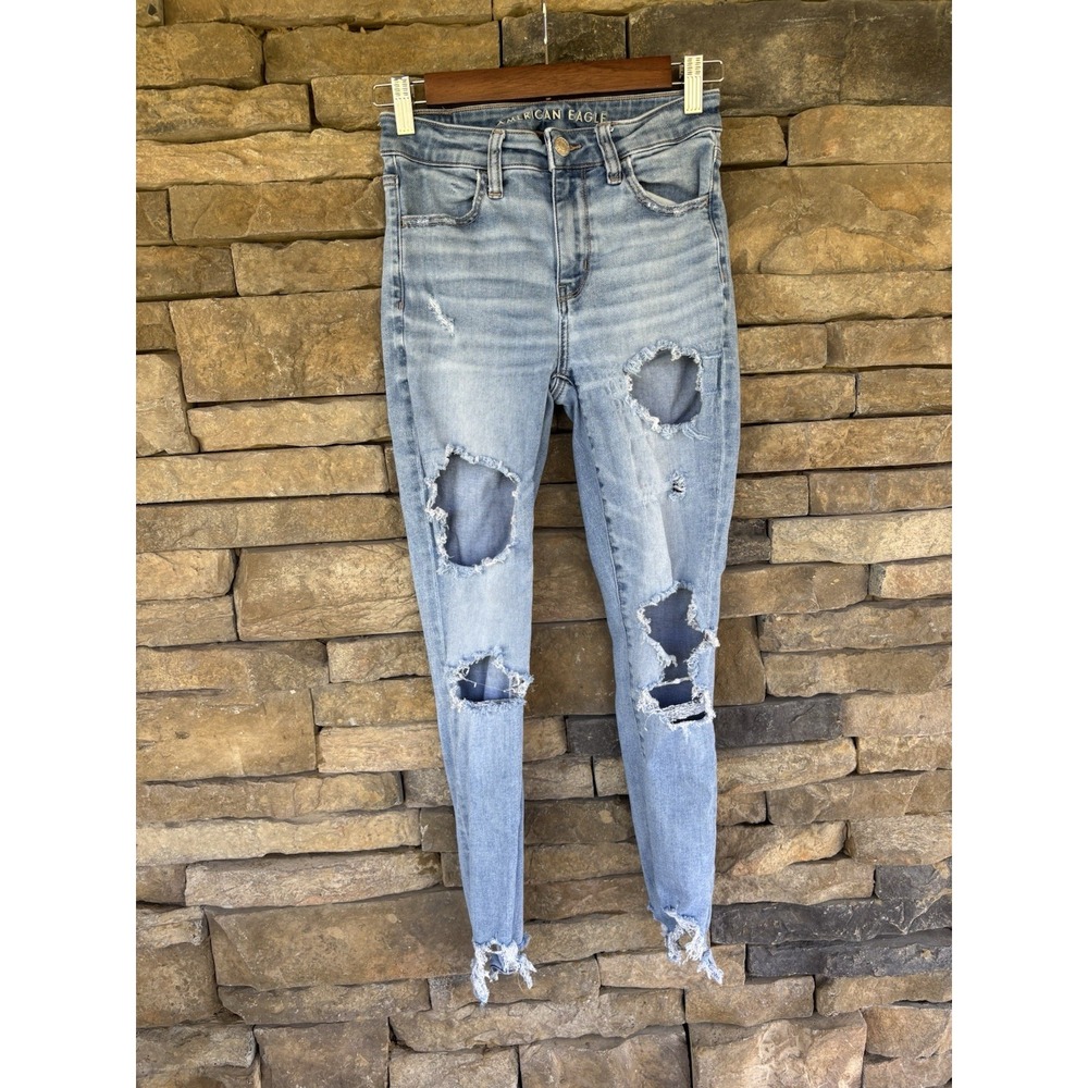 American Eagle Jeans High Rise‎ Jegging Distressed Women's 2 Short Casual